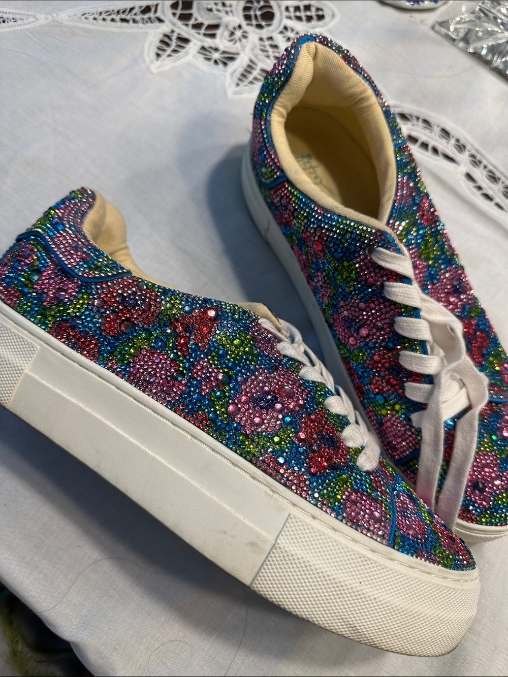 Betsey Johnson Multicolor Crystal Floral Sneakers - Picture 2 of 4